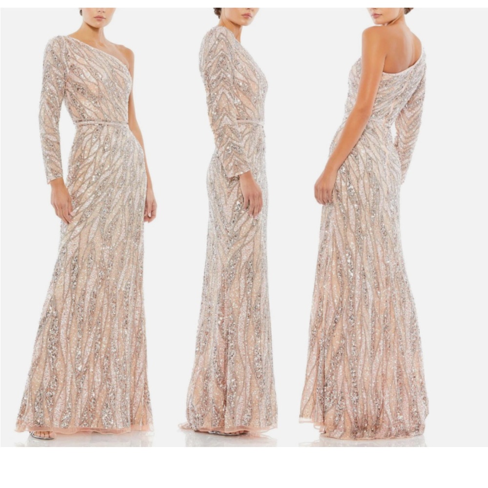 Mac Duggal sequin one shoulder evening dress size 16